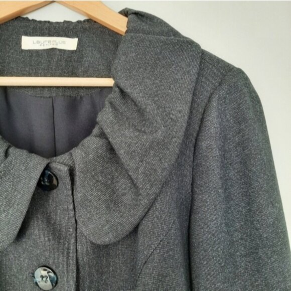 LAURA Gathered Collar Button Front Stretch Blazer Jacket Navy Blue Sz 16 Petite - Picture 4 of 9